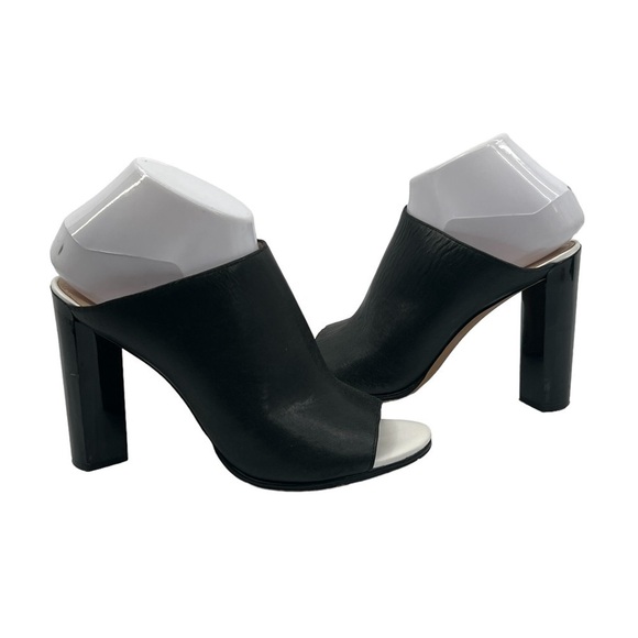 French Connection Black Meena Block Heel Mules Size 39 1/2 Women's - Picture 1 of 10